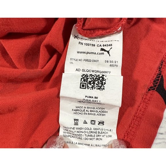 Puma Logo T-Shirt Tee Boys Size Large Red Short Sleeve Athletic Spell Out Cotton - Picture 7 of 7